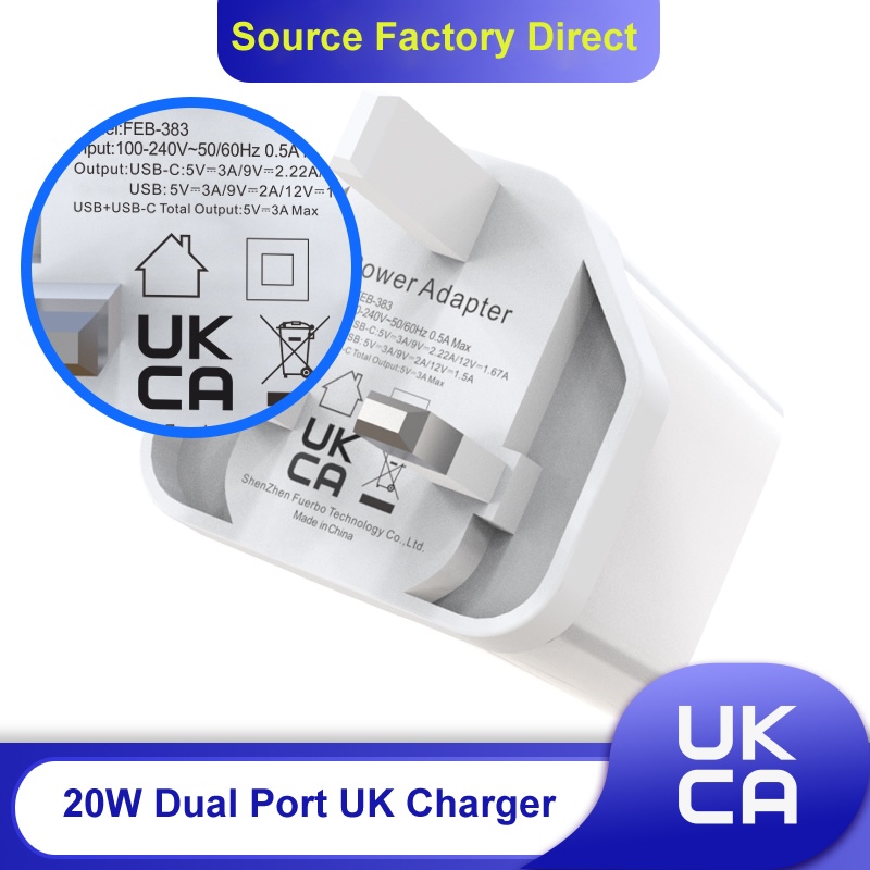 UK Spec UKCA Certificate PD 20W 5V 3A Fast Charging Power Adapter